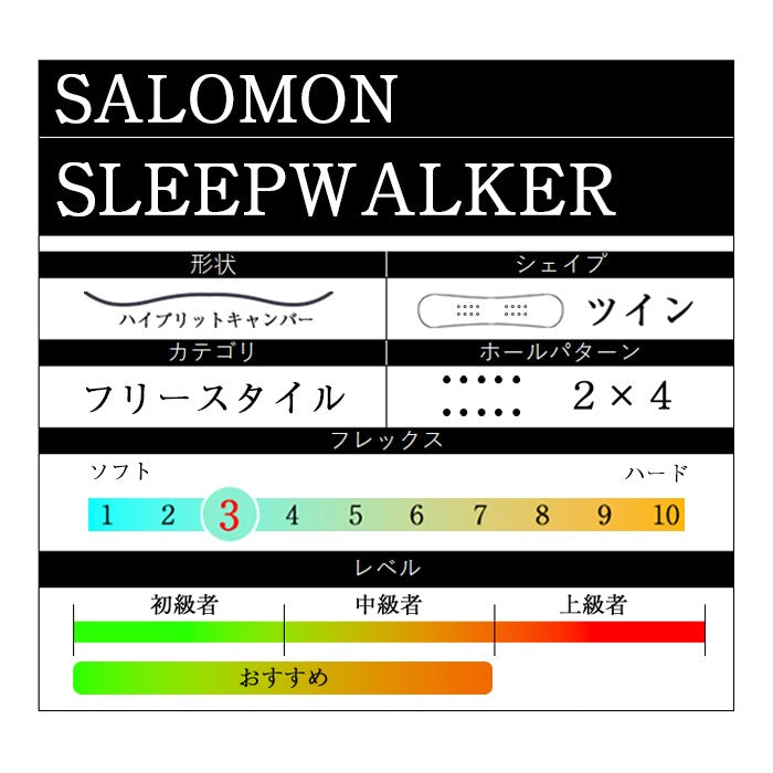 早期予約受付中 Salomon SLEEPWALKER 24-25 サロモン スリープウォーカー フリースタイル パーク グラトリ ラントリ カービング パウダー バックカントリー ハイブリッドキャンバー スノーボード メンズ レディース