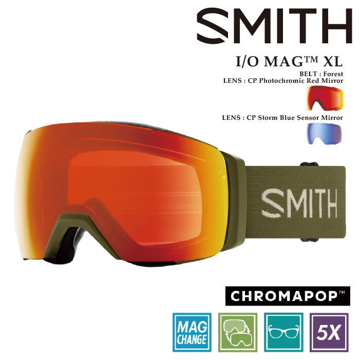 スノーボード ゴーグル スミス SMITH I/O MAG XL EARLY MODEL Forest/CP Photochromic Red Mirror 調光 アイオーマグ メンズ レディース 24-25 日本正規品