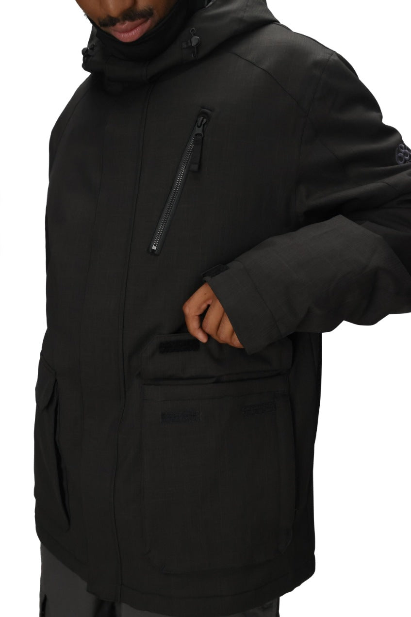 686 ロクハチロク MENS NIGHTLINE INSULATED JACKET BLACK HERRINGBONE 25-26 スノーボード ウェア