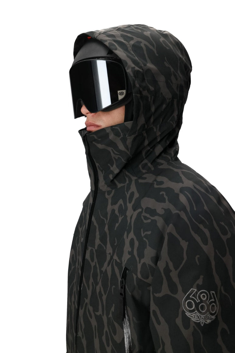 686 ロクハチロク MENS SMARTY 3-IN-1 RODEO 3L JACKET BLACK FRACTURE PRINT 25-26 スノーボード ウェア