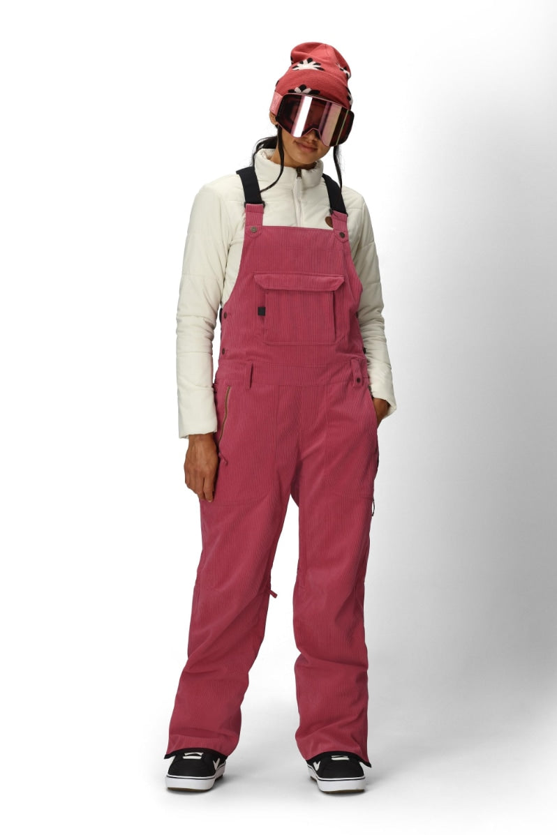 686 ロクハチロク WOMENS BLACK MAGIC INSULATED BIB ROSEWOOD CORDUROY 25-26 スノーボード ウェア