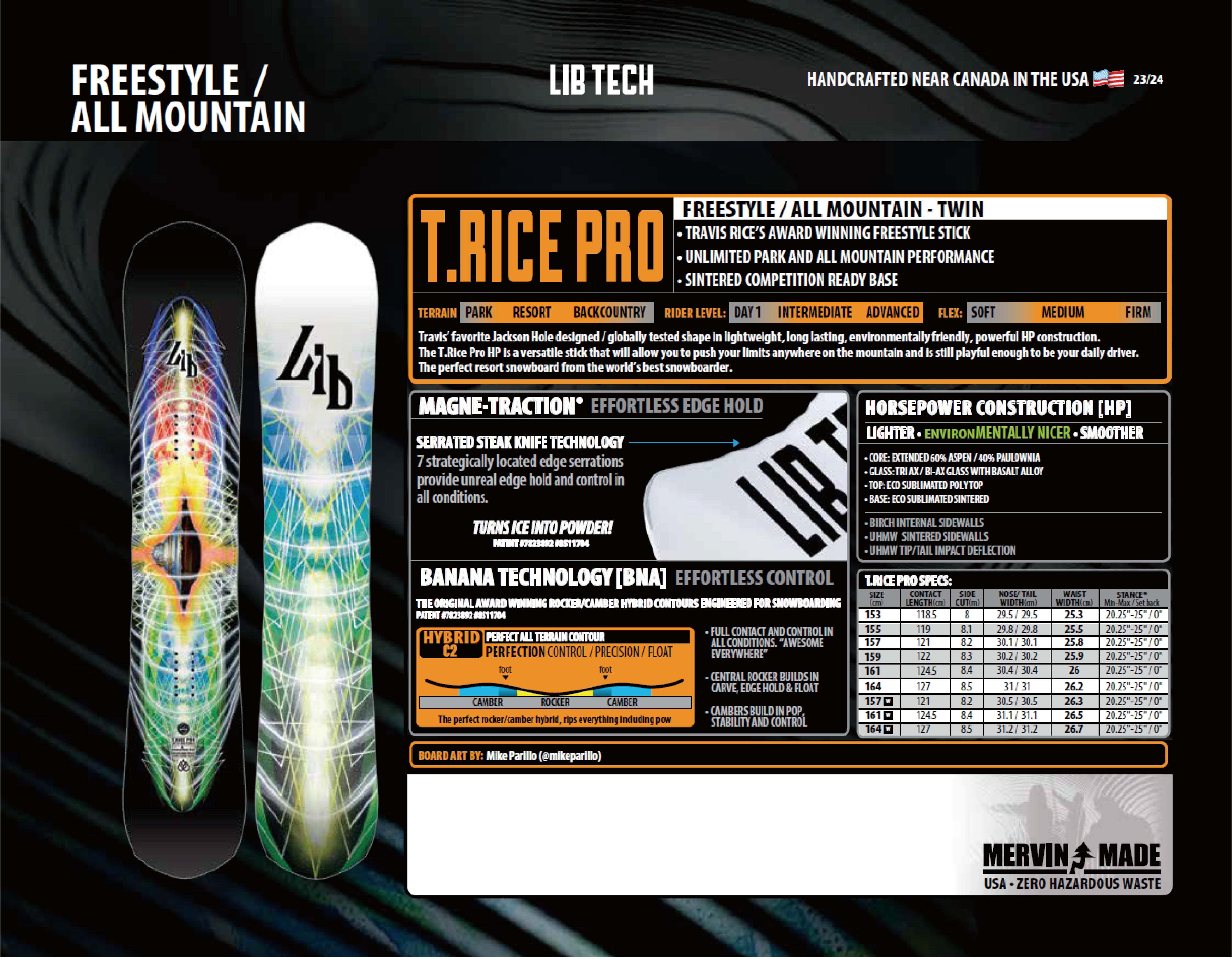 LIBTECH リブテック T.RICE PRO 23-24 スノーボード ボード
