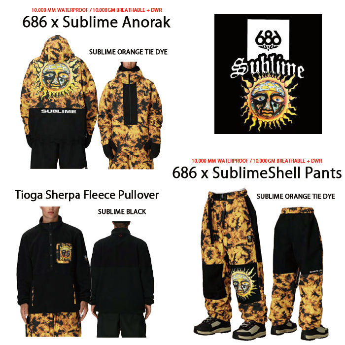 686 ロクハチロク MENS 686 SUBLIME SHELL ANORAK SUBLIME ORANGE TIE DYE 25-26 スノーボード ウェア