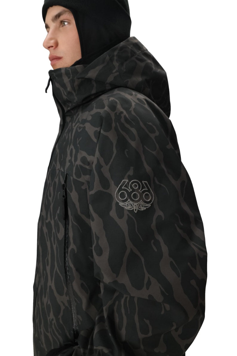 686 ロクハチロク MENS SMARTY 3-IN-1 RODEO 3L JACKET BLACK FRACTURE PRINT 25-26 スノーボード ウェア