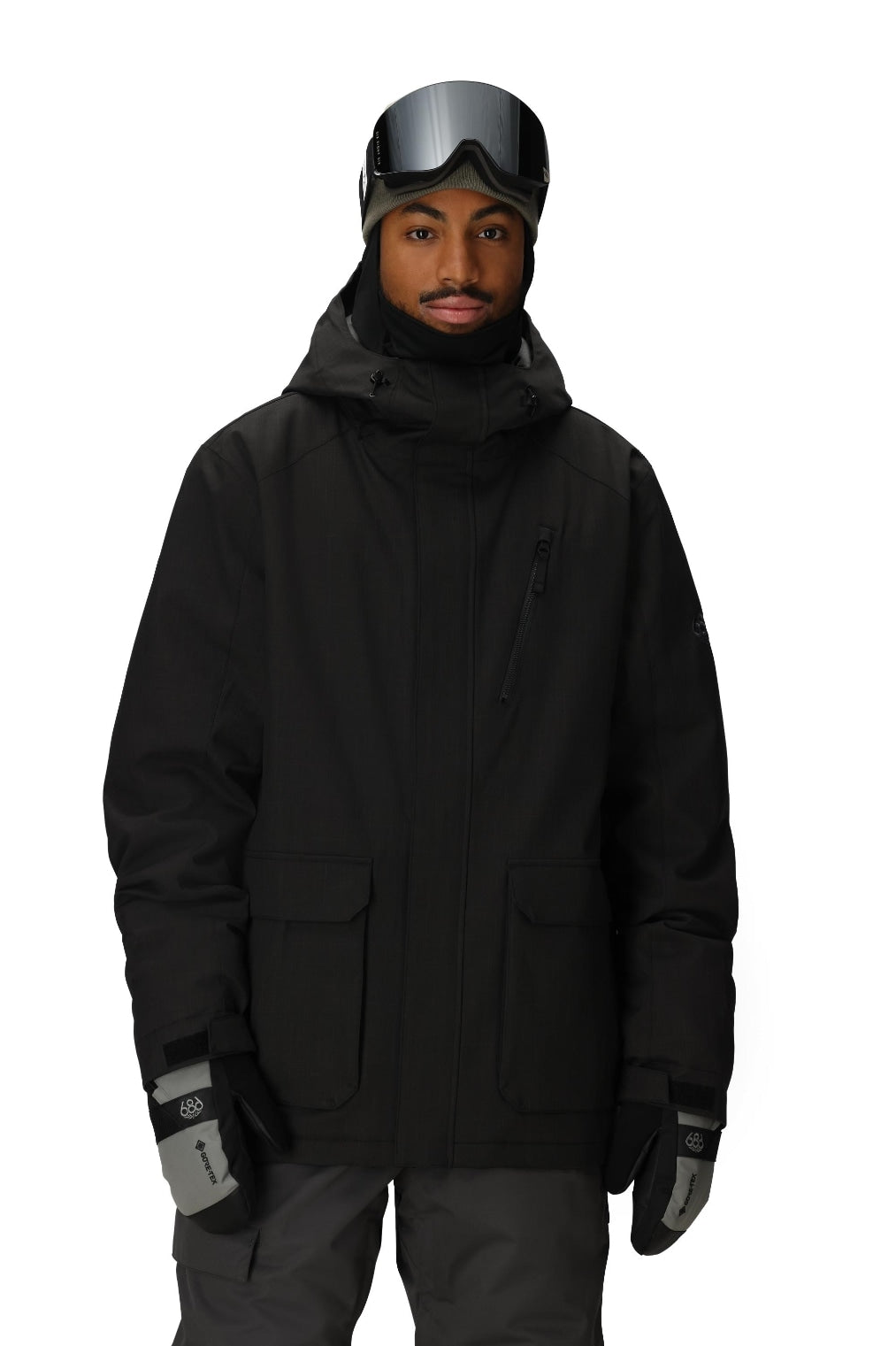 686 ロクハチロク MENS NIGHTLINE INSULATED JACKET BLACK HERRINGBONE 25-26 スノーボード ウェア