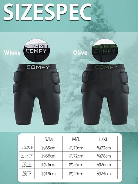 COMFY コンフィ [comfy] PROTECTOR SHORT  スノーボード プロテクター White