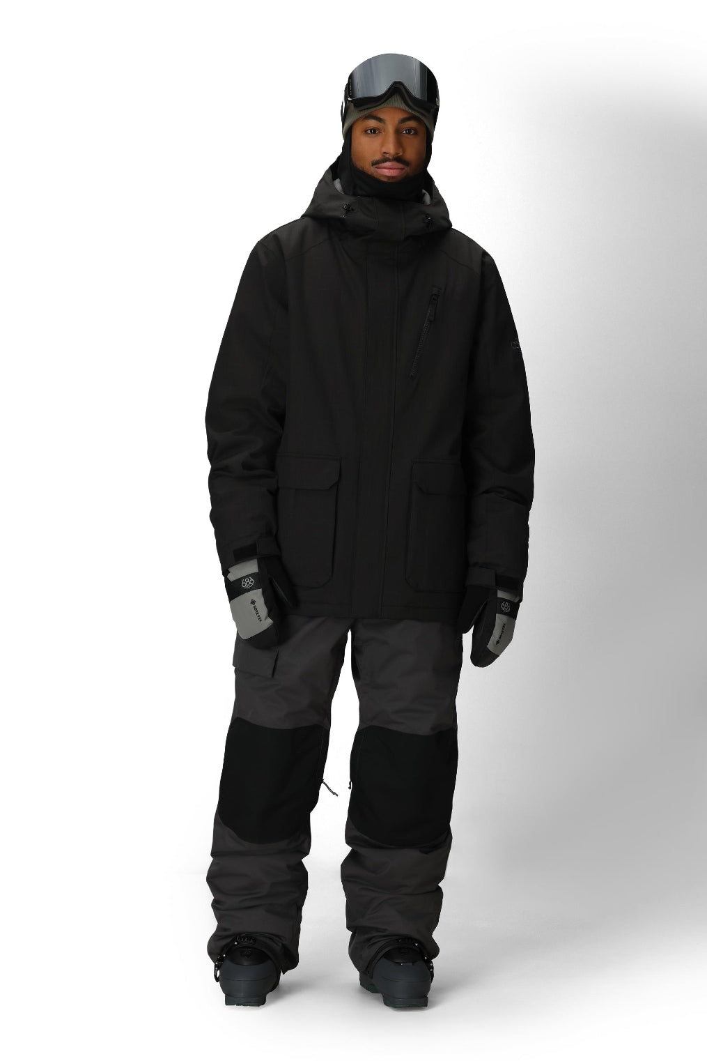 686 ロクハチロク MENS NIGHTLINE INSULATED JACKET BLACK HERRINGBONE 25-26 スノーボード ウェア
