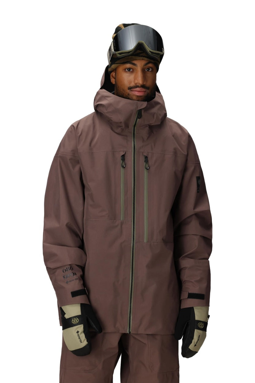 686 ロクハチロク MENS GORE-TEX 3L ATV THERMAGRAPH JACKET PEPPERCORN 25-26 スノーボード ウェア