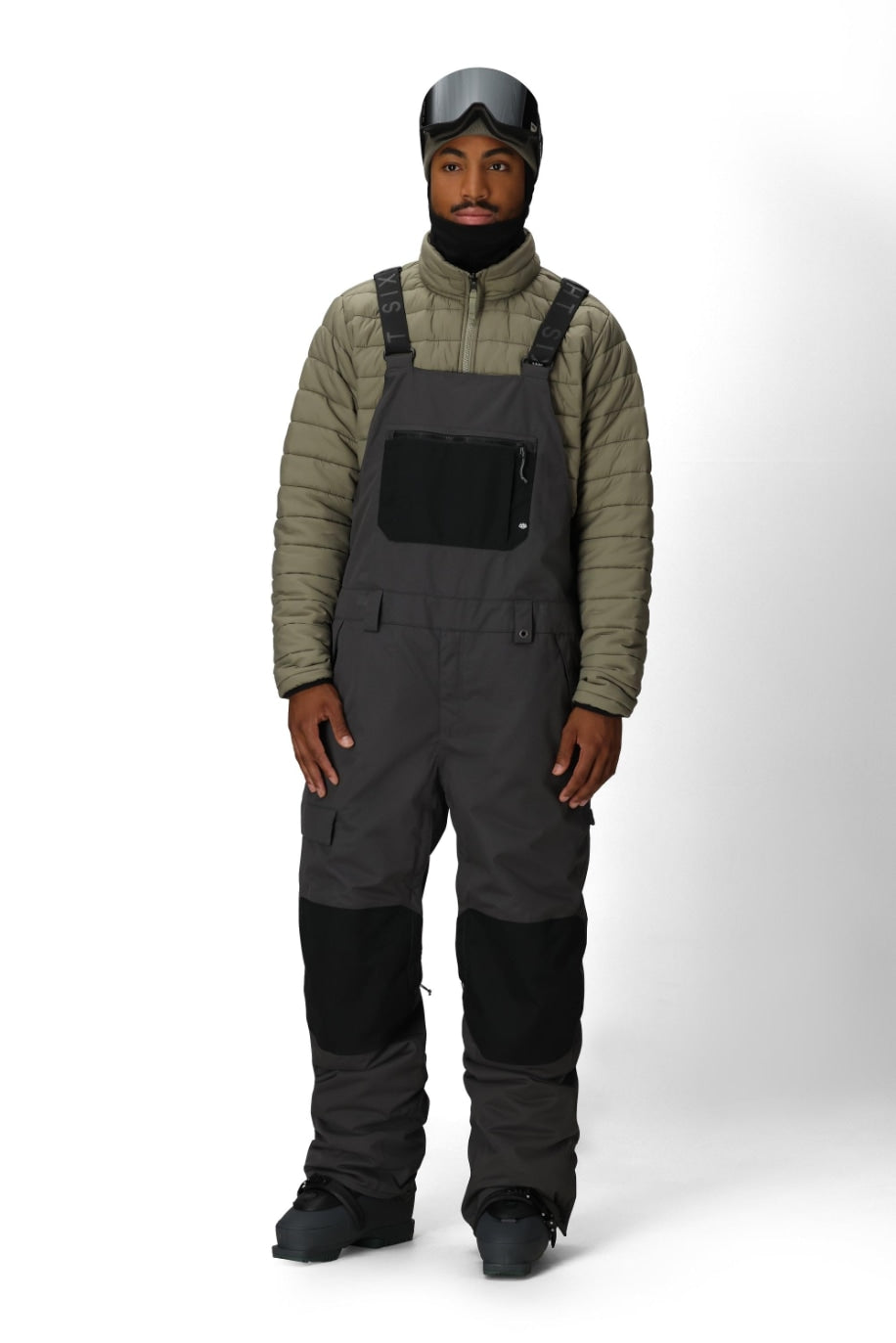 686 ロクハチロク MENS HOT LAP INSULATED BIB CHARCOAL COLORBLOCK 25-26 スノーボード ウェア