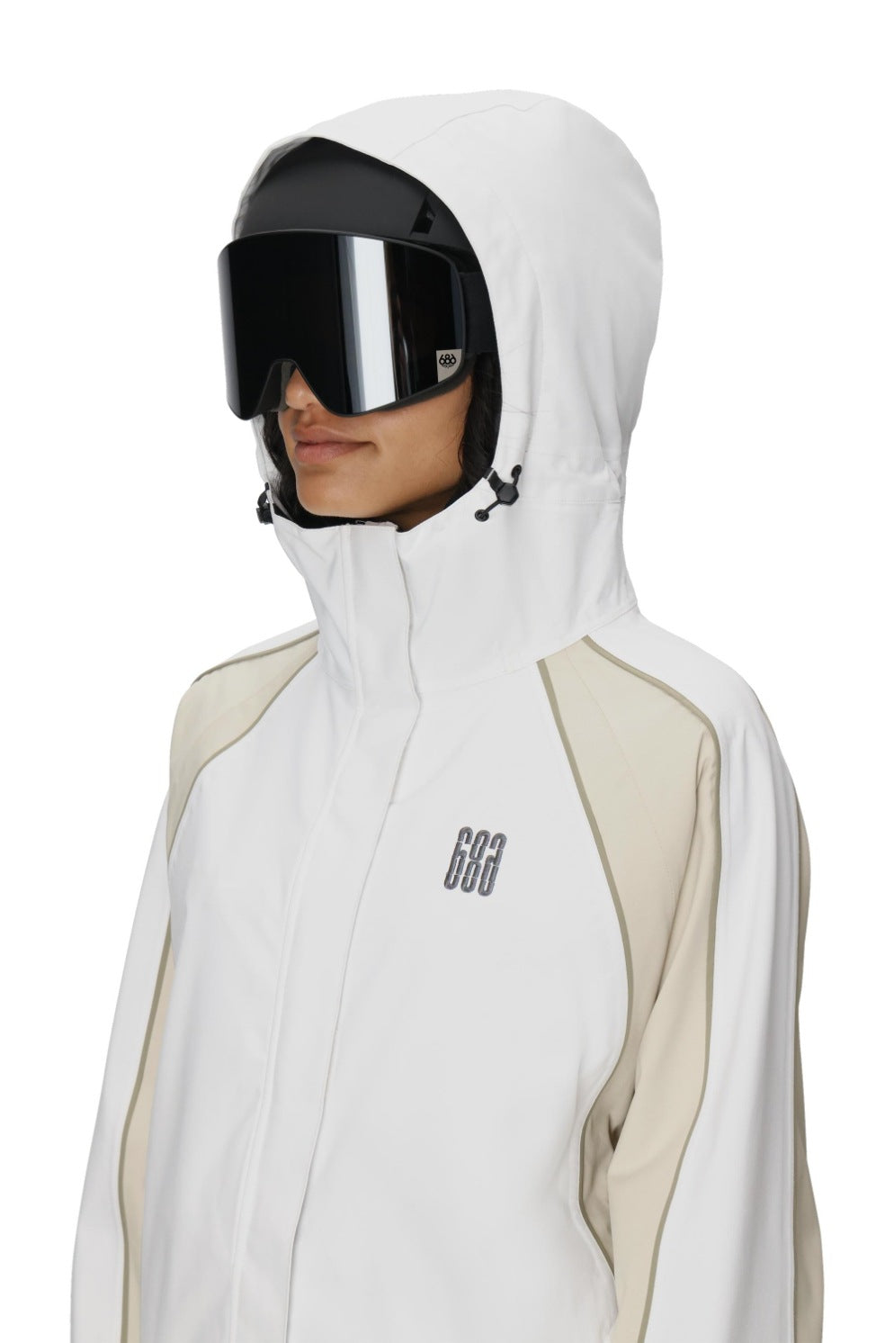 686 ロクハチロク WOMENS HOLOGRAM SHELL JACKET WHITE COLORBLOCK 25-26 スノーボード ウェア