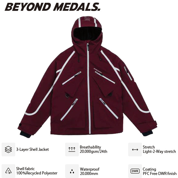 BEYOND MEDALS ウェア ビヨンド メダルズ  X Jacket Taped 3L D.Red 23226305 26-27 スノーボードウェア 日本正規品