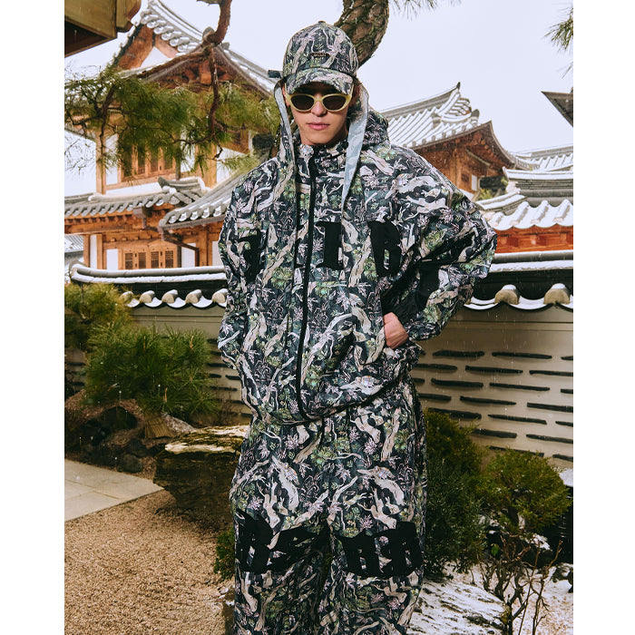 スノーボード ウェア ビーエスラビット BSRABBIT BSRB KR JAGAE ART HOODED JACKET GREEN 25-26 送料無料 日本正規品