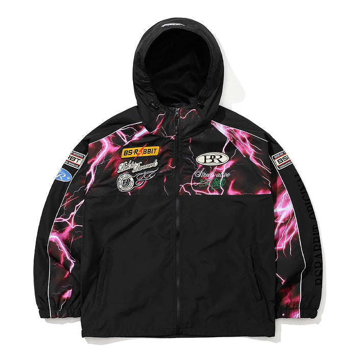 スノーボード ウェア ビーエスラビット BSRABBIT PATCHED UTILITY HOODED JACKET JACKET BLACK / THUNDER PINK 25-26 送料無料 日本正規品