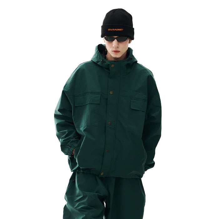 スノーボード ウェア ビーエスラビット BSRABBIT POCKET RIDGE HOODED JACKET GREEN 25-26 日本正規品