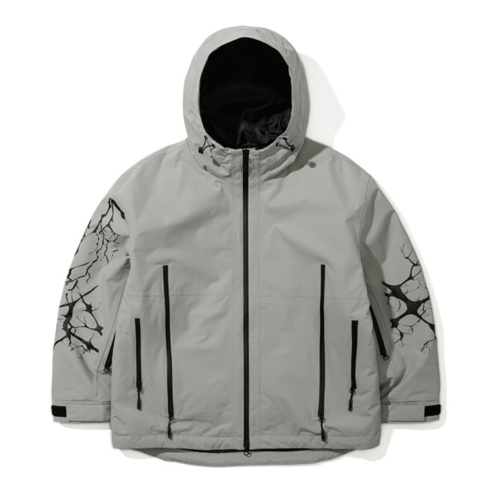 スノーボード ウェア ビーエスラビット BSRABBIT DUAL ZIP SEAM SEALING HOODED JACKET INK SPLATTER GRAY 25-26 送料無料 日本正規品 予約商品 店頭受け取り可能
