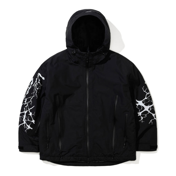 スノーボード ウェア ビーエスラビット BSRABBIT DUAL ZIP SEAM SEALING HOODED JACKET INK SPLATTER BLACK 25-26 送料無料 日本正規品 予約商品 店頭受け取り可能