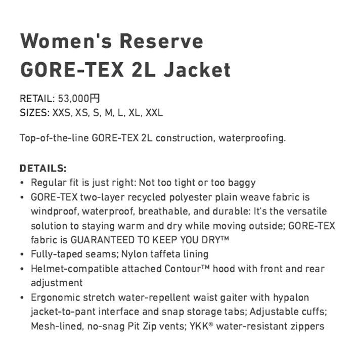 スノーボード ウェア バートン BURTON W Reserve GORE-TEX 2L Jacket Prism Violet / True Black / Gray Cloud 25-26 送料無料 日本正規品