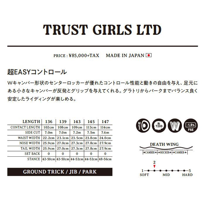 25-26 DEATH LABEL TRUSTGIRLS LTD  スノーボード 早期予約