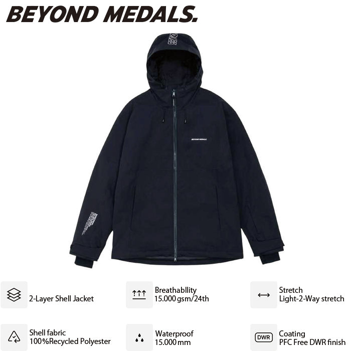 BEYOND MEDALS ウェア ビヨンド メダルズ  Fullzip Jacket Ripstop 2L Black 23226312 26-27 スノーボードウェア 日本正規品