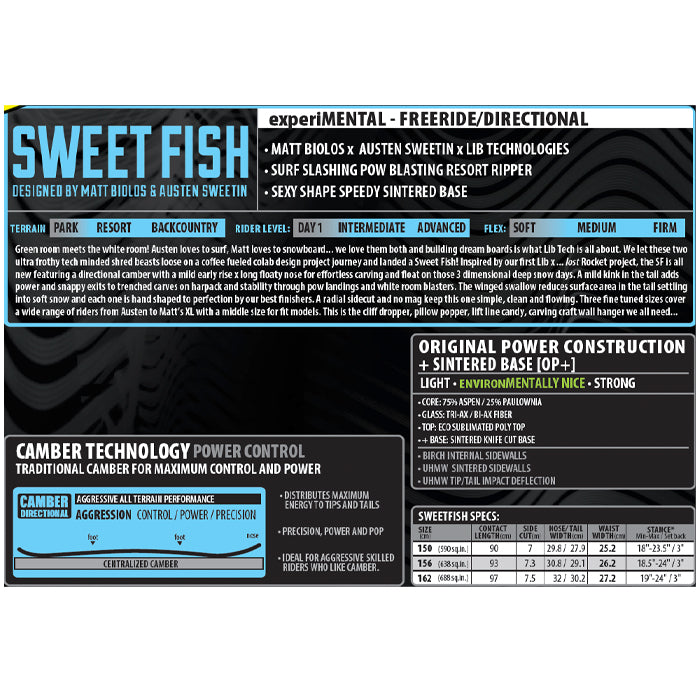 25-26 LIBTECH SWEET FISH  スノーボード 早期予約