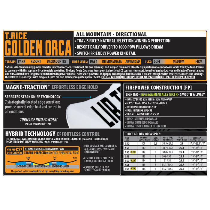 25-26 LIBTECH T.RICE  GOLDEN ORCA  スノーボード 早期予約