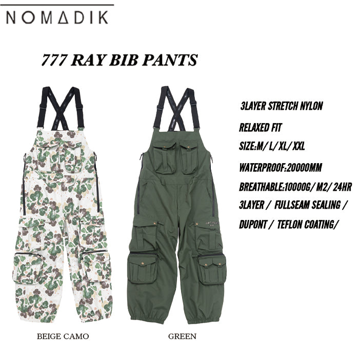 スノーボード ウェア ノマディック NOMADIK 777RAY BIB PNT  BG CAMO 送料無料 日本正規品 予約商品 店頭受け取り可能