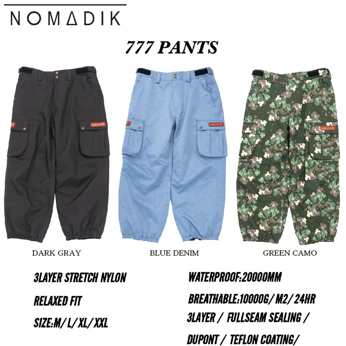 スノーボード ウェア ノマディック NOMADIK 777 PNT GR CAMO 送料無料 日本正規品 予約商品 店頭受け取り可能