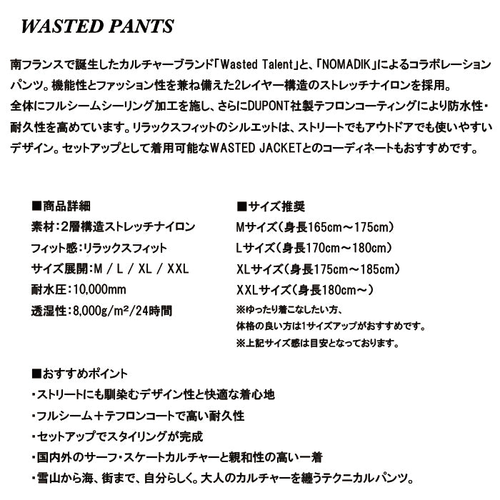 スノーボード ウェア ノマディック NOMADIK WASTED PNT CHECK 送料無料 日本正規品 予約商品 店頭受け取り可能