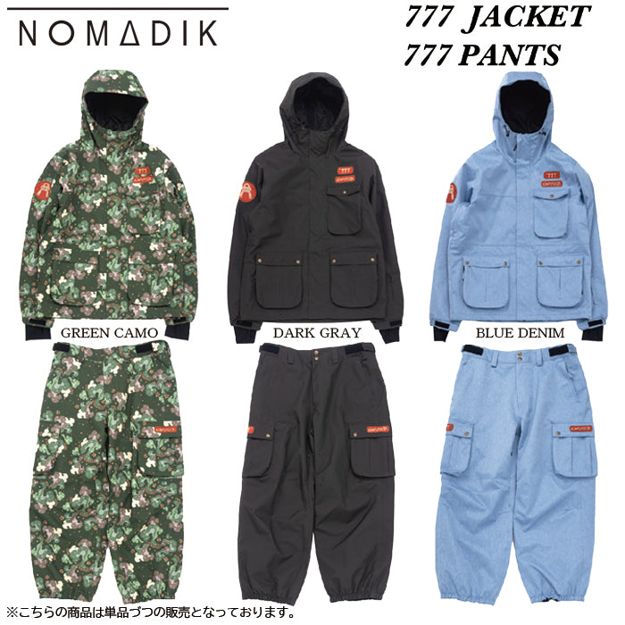 スノーボード ウェア ノマディック NOMADIK 777 JKT BL DENIM 送料無料 日本正規品 予約商品 店頭受け取り可能