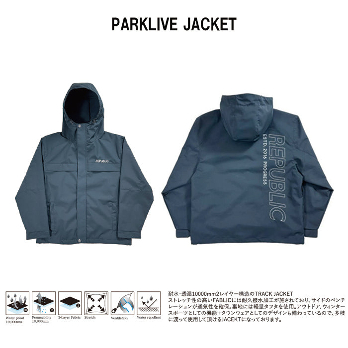 スノーボード ウェア リパブリック REPUBLIC PARKLIVE JACKET  Black 送料無料 日本正規品 予約商品 店頭受け取り可能