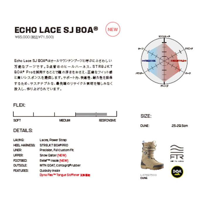 25-26 SALOMON ECHO LACE SJ BOA DUNE / SURF THE WEB / BLACK スノーボード 早期予約