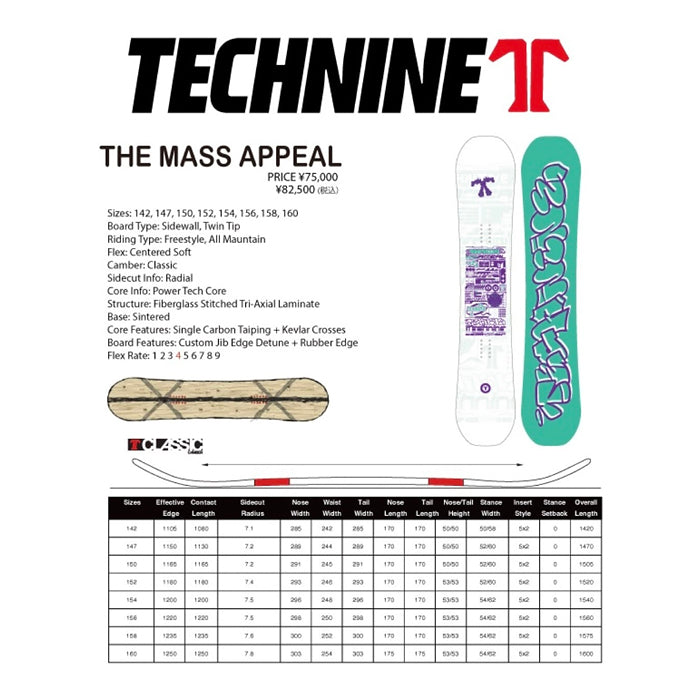 スノーボード ボード  ティーナイン T9 THE MASS APPEAL   25-26 送料無料 日本正規品 予約商品 店頭受け取り可能