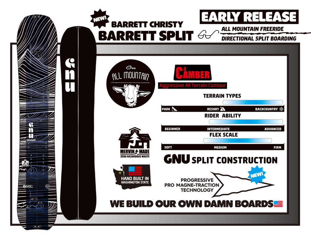 スノーボード ボード グヌー GNU BARRETT SPLIT  22-23 送料無料 日本正規品 店頭受け取り可能