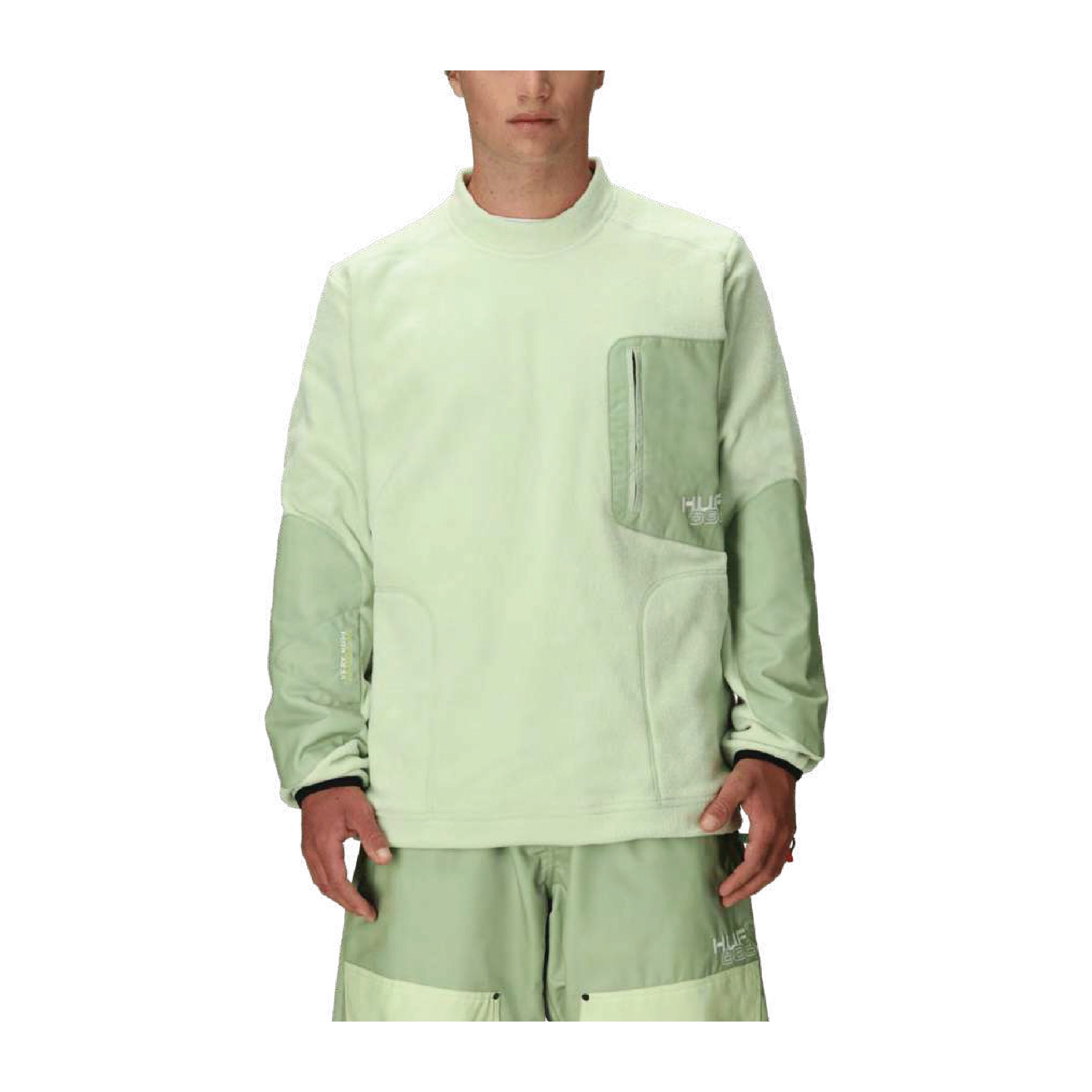 25-26 686 MENS 686 HUF FLEECE CREWNECK HUF GREEN COLORBLOCK 25-26 送料無料 予約商品 店頭受け取り可能
