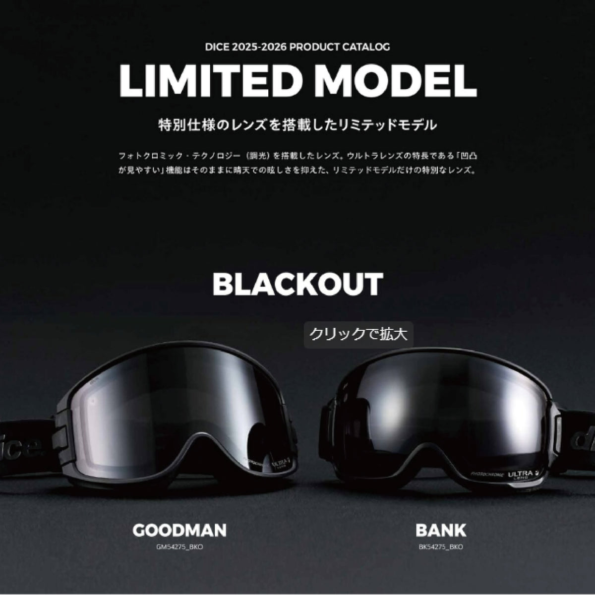 スノーボード ゴーグル ダイス DICE BANK（数量限定） BKO 25-26 送料