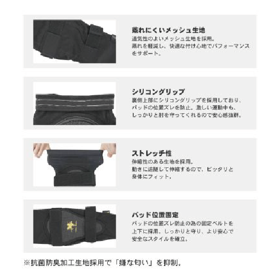 鎧武者 ヨロイムシャ  ELBOW PADS(両ﾋｼﾞ)(TOUGH) BK YM-1817 26-27 日本正規品