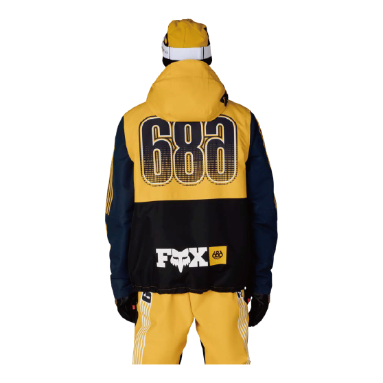 686 ウェア ロクハチロク MENS FOX RACING SPEC INSULATED JACKET FOX YELLOW COLORBLOCK M6WN192 26-27 スノーボードウェア 日本正規品