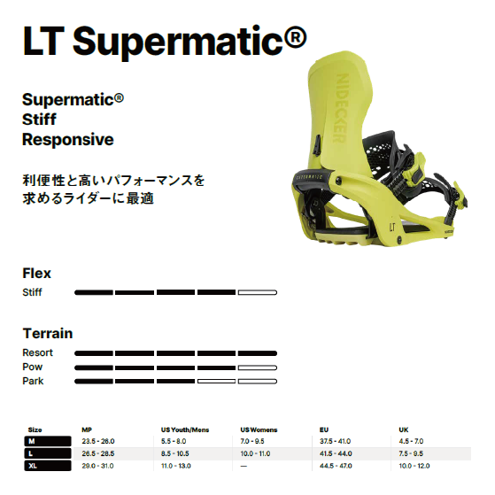 NIDECKER SUPERMATIC ビンディング  LT SUPERMATIC WHITE 26-27 バインディング 日本正規品