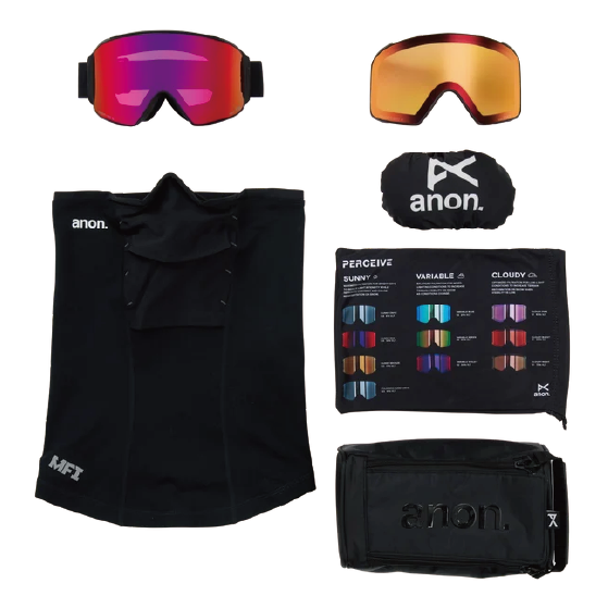 ANON ゴーグル アノン  M4 Goggles (Cylindrical) + Bonus Lens + MFI® Face Mask Black 2035417Z58 26-27 スノーボードゴーグル 日本正規品