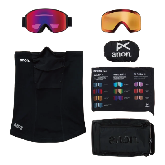 ANON ゴーグル アノン  M4S Goggles (Cylindrical) + Bonus Lens + MFI® Face Mask Black 2357713Z58 26-27 スノーボードゴーグル 日本正規品