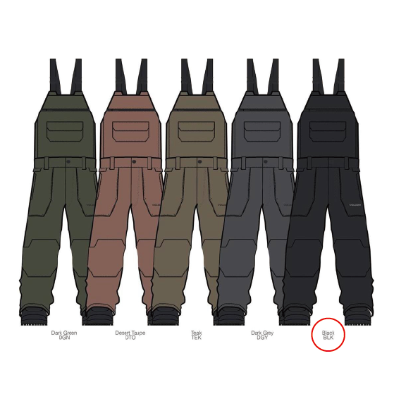 VOLCOM ウェア ボルコム  ROAN BIB OVERALL BLK V_G1352658 26-27 スノーボードウェア 日本正規品