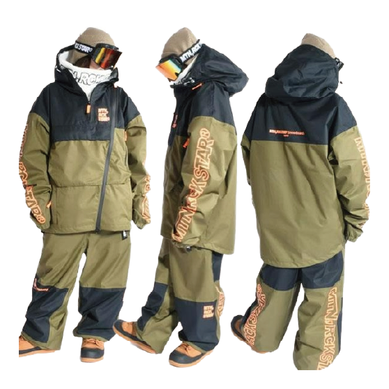 MRS マウンテンロックスター SPRING PULLOVER JACKET & SPRING CHUBBY PANTS 25-26 スノーボード ウェア Black Olive