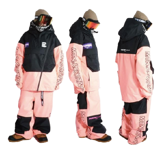 MRS マウンテンロックスター SPRING PULLOVER JACKET & SPRING CHUBBY PANTS 25-26 スノーボード ウェア Black Pink