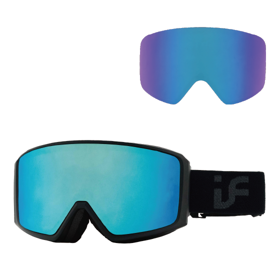 IF アイエフ T5 (1GRAY with ghcier blue REVO) & スペアレンズ 25-26 スノーボード ゴーグル Matte Black