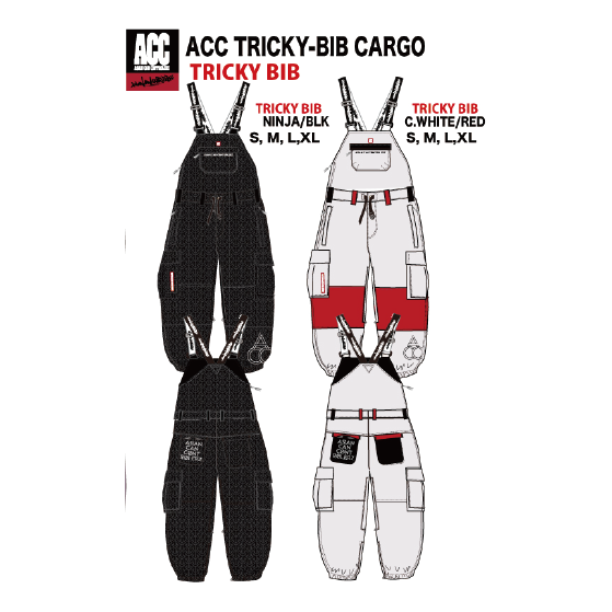 ACC ウェア エーシーシー  TRICEY-BIB CARGO PNT TRICKEY -BIB  CARGO C.WHT/RED 26-27 スノーボードウェア 日本正規品