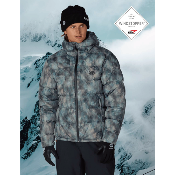 686 ウェア ロクハチロク MENS WINDSTOPPER? PYRO? DOWN PUFFER JACKET LIMESTONE M6WNCS130 26-27 スノーボードウェア 日本正規品