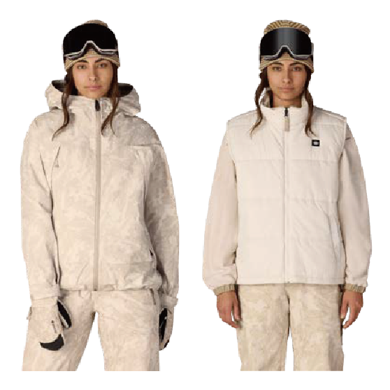 686 ウェア ロクハチロク WOMENS SMARTY® 3-IN-1 FRAMEWORK™ 3L JACKET LIMESTONE SCRATCH CAMO M6WN341 26-27 スノーボードウェア 日本正規品