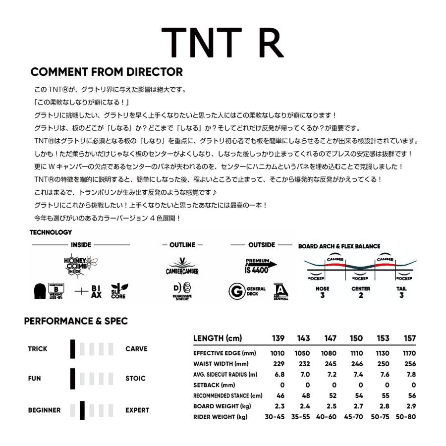 日本正規品 スノーボード 板 エフエヌティーシー 23-24 FNTC TNT R Black/Red Camber UNISEX キャンバー ユニセックス 男性 女性 SNOWBOARD 2024
