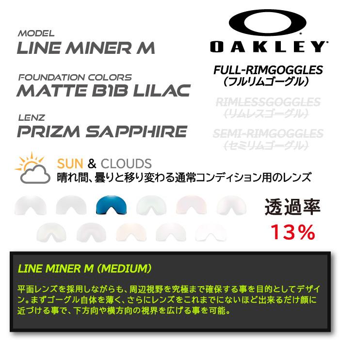 日本正規品 スノーボード ゴーグル オークリー 23-24 OAKLEY LINE MINER M Matte B1B Lilac/Prizm Sapphire OO7093-81 ラインマイナー スキー