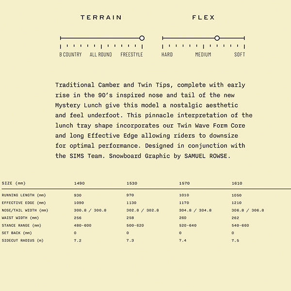 SIMS シムス スノーボード 板 23-24 MYSTERY LUNCH Camber UNISEX
